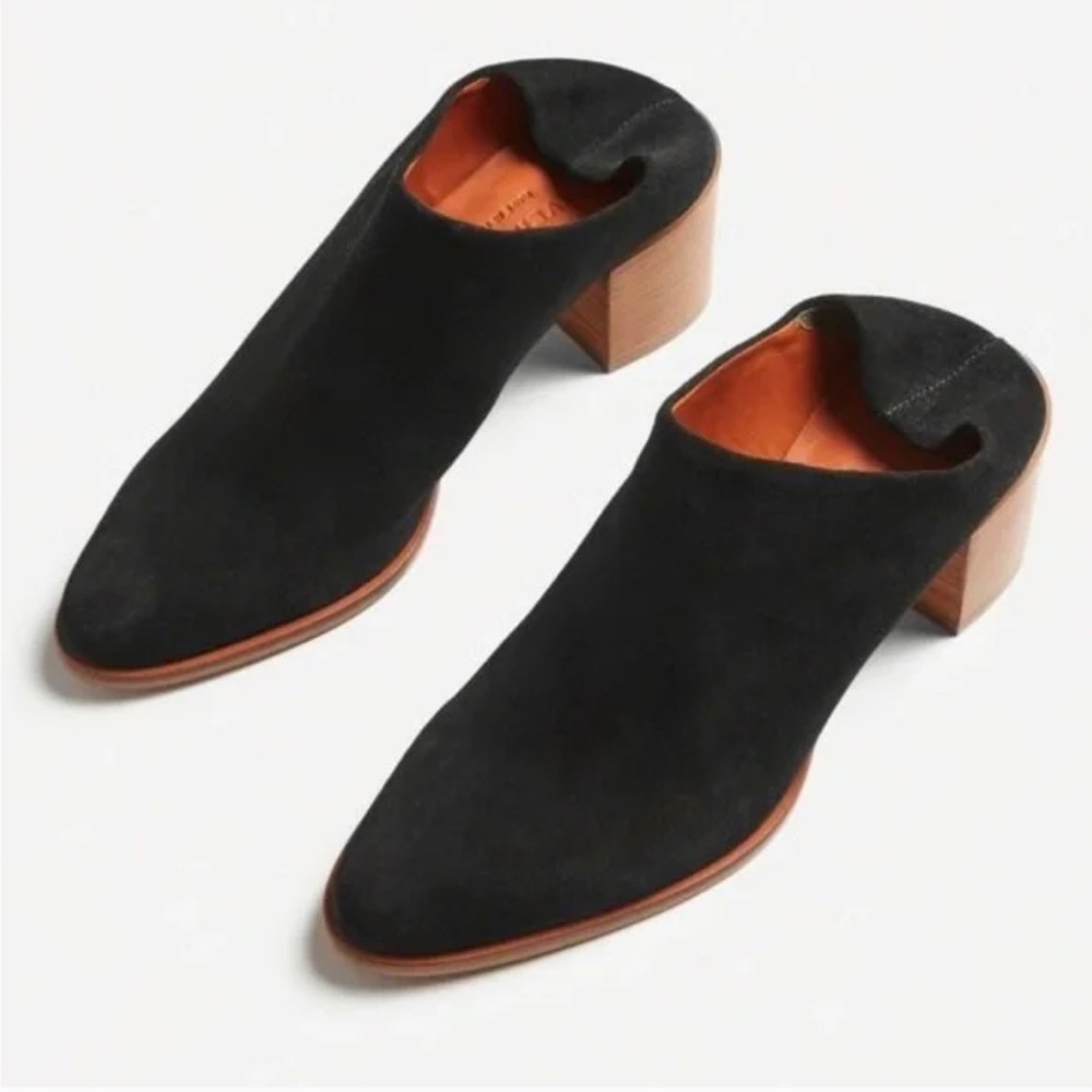 Everlane Suede Heel Mule Booties Shoes in Black